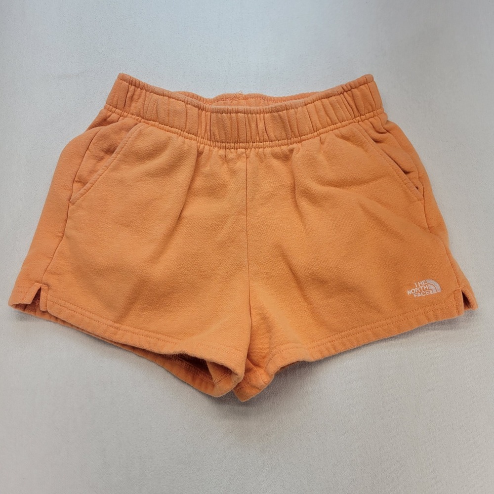 The North Face Sweat Shorts Womens Small Orange Fleece Pockets Athletic